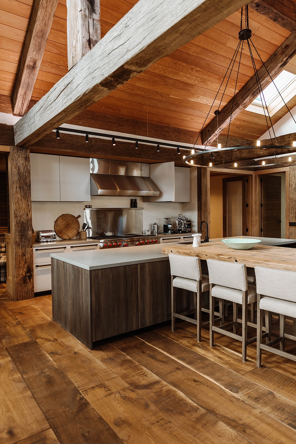 Ultra wide plank timber flooring in luxury kitchen