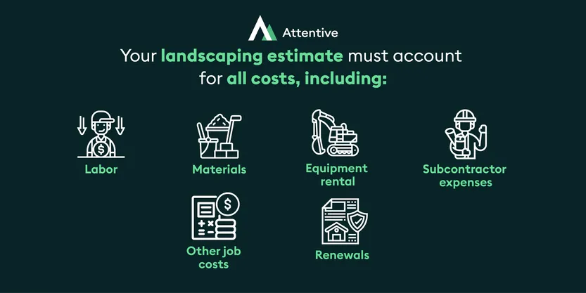 Your landscape estimate must account for all costs- labor, materials, equipment rental, subcontractor expenses, other job costs, and renewals so that you master how to bid landscaping jobs