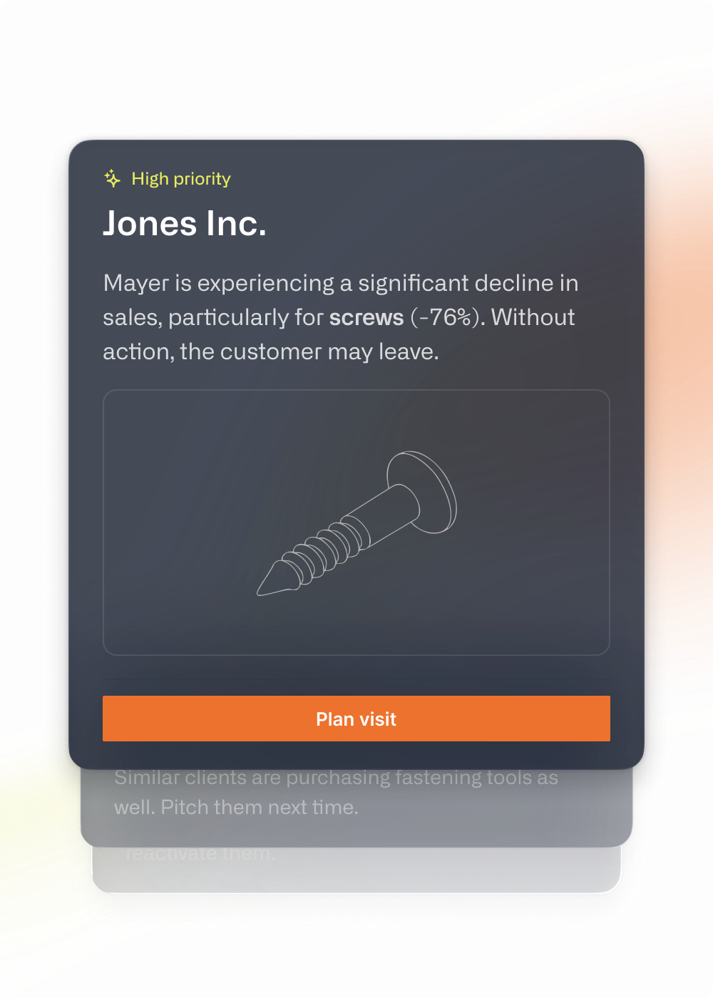 Acto mobile app showing customer prioritization based on risks and upsell