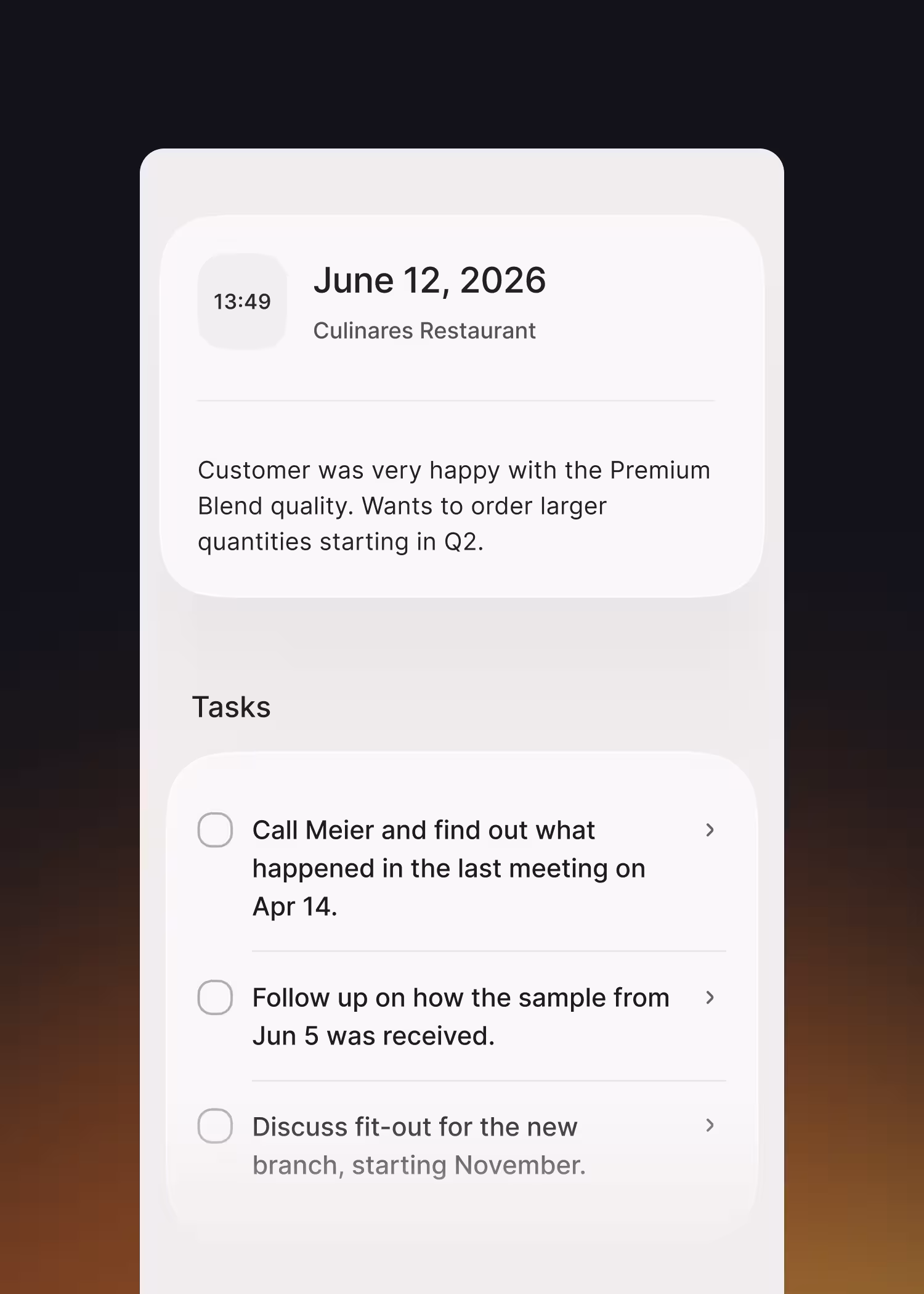 Follow up on conversations with Voice to CRM