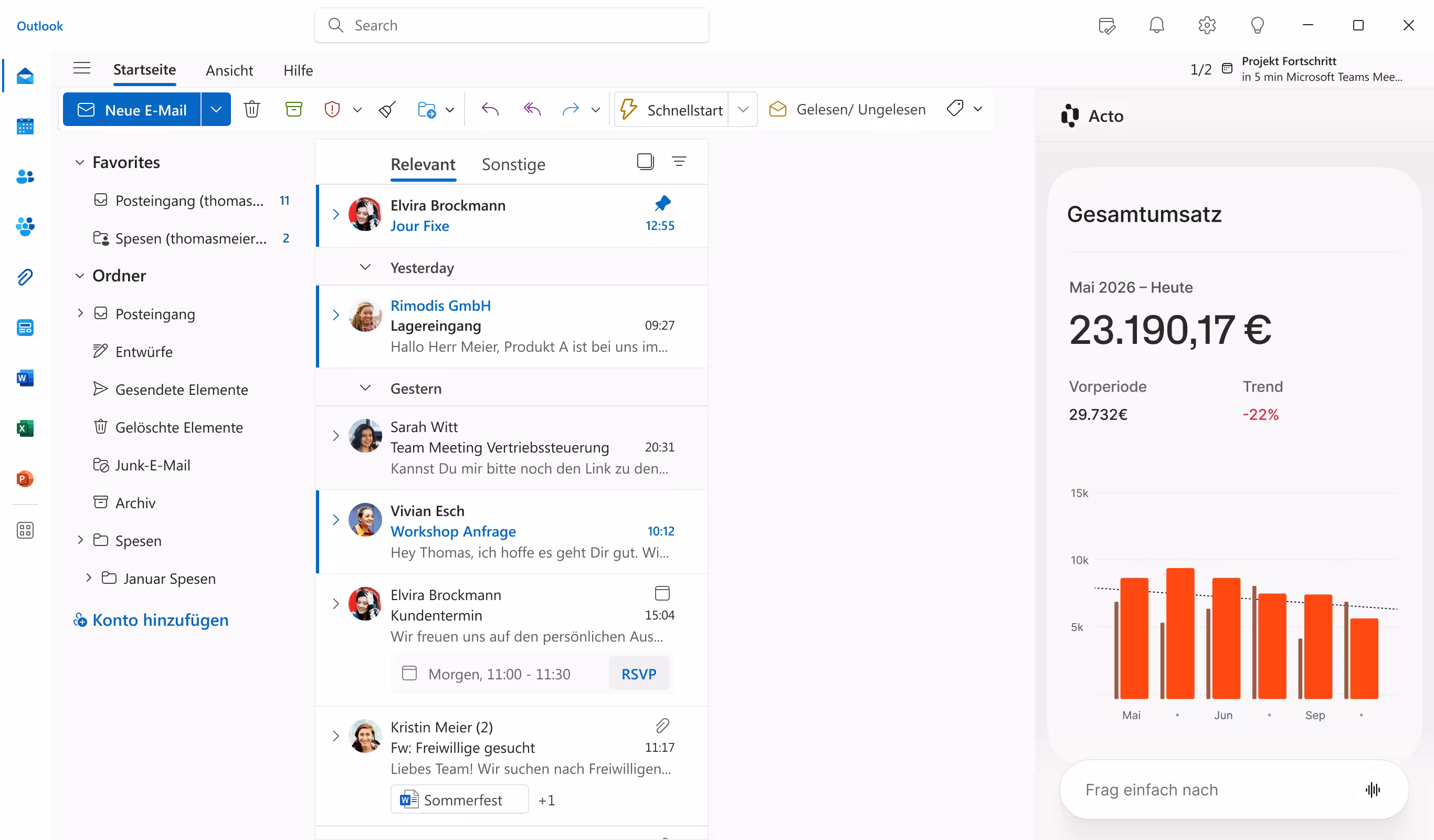 Umsatzintelligenz im Außendienst direkt in Outlook