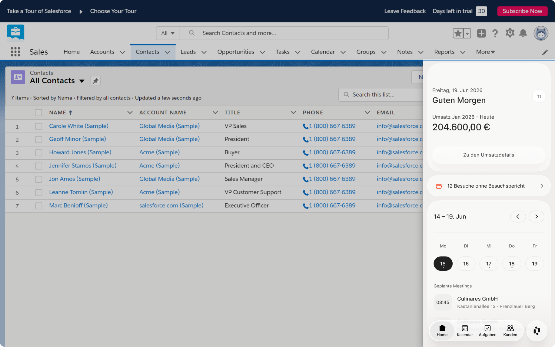 Salesforce integration von Actos Sales Intelligence für den Außendienst