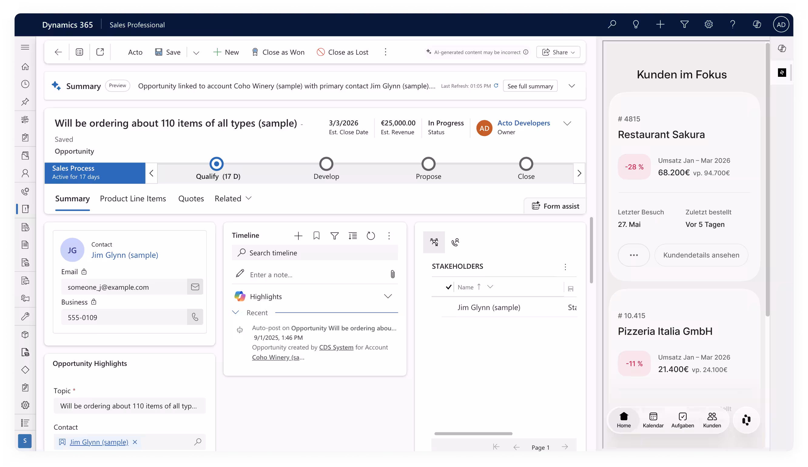 Microsoft Dynamics sales intelligence für den Außendienst