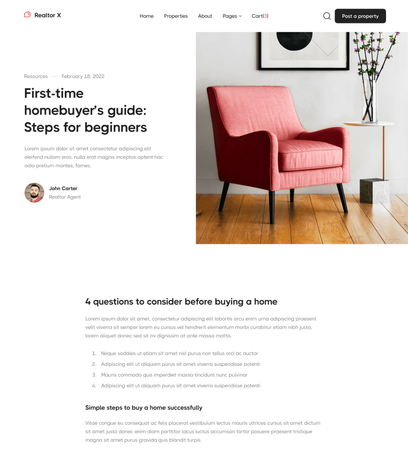 Blog Post - Realtor X Webflow Template