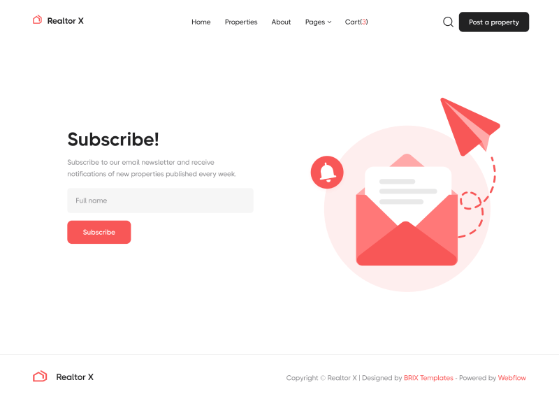 Subscribe - Realtor X Webflow Template