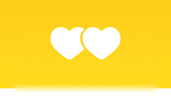 Zukunftsbild für Paare Teaserbild mit weißem Doppelhez-Icon auf gelb