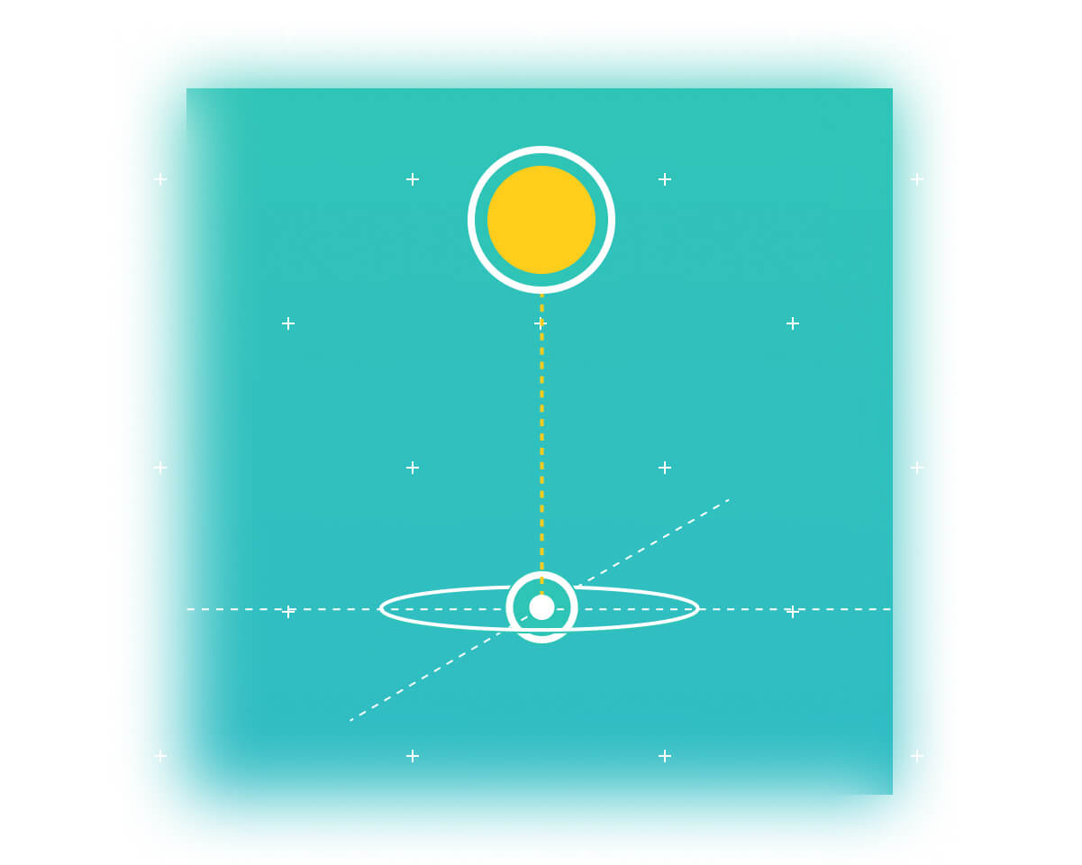 Wie ein strahlender Fixstern. Minimalistische Illustration einer klaren Verortung in einem Koordinatensystem