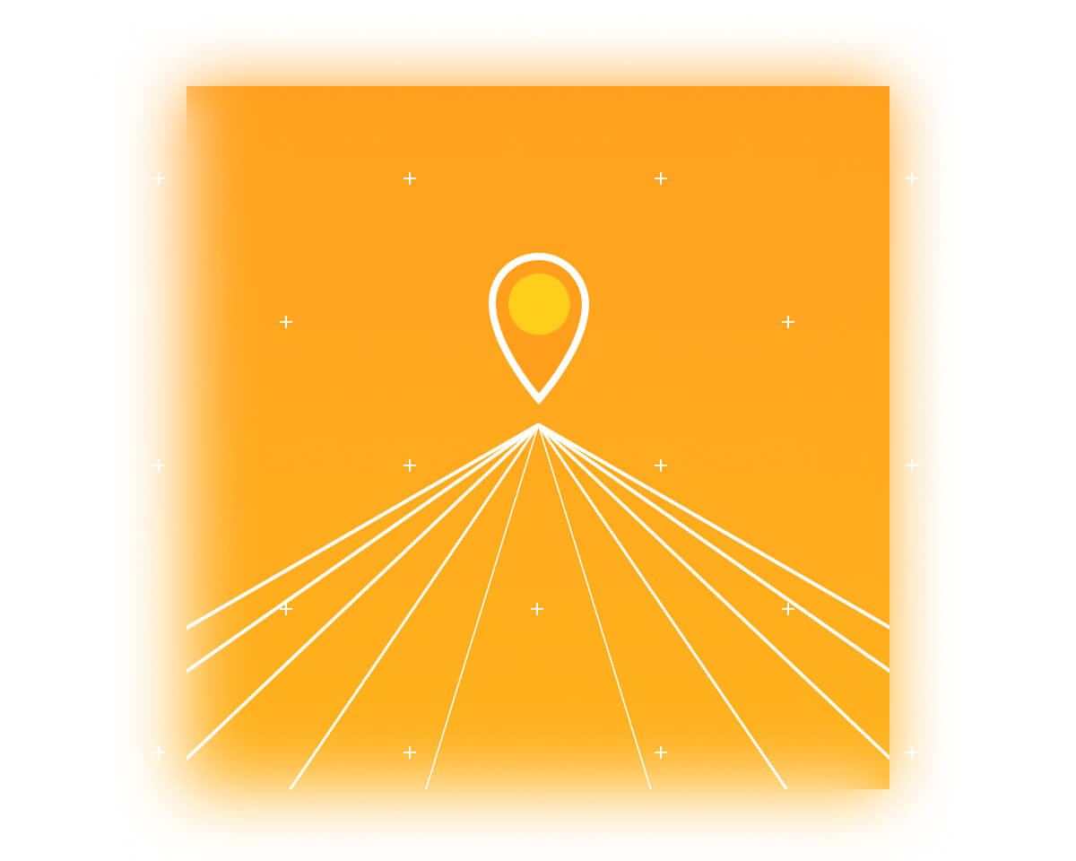 Ein konkretes, motivierendes Ziel. Minimalistische Illustration eines Berggipfels mit einem Zielort-Icon auf der Spitze