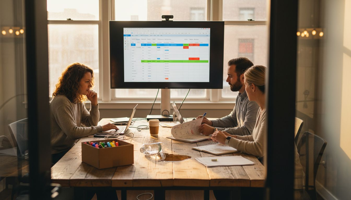 Team members collaborate on grant review