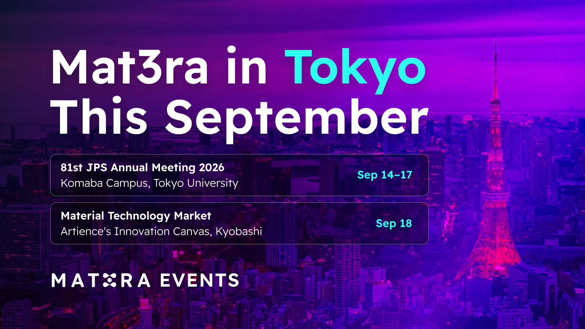 Mat3ra in Tokyo This September