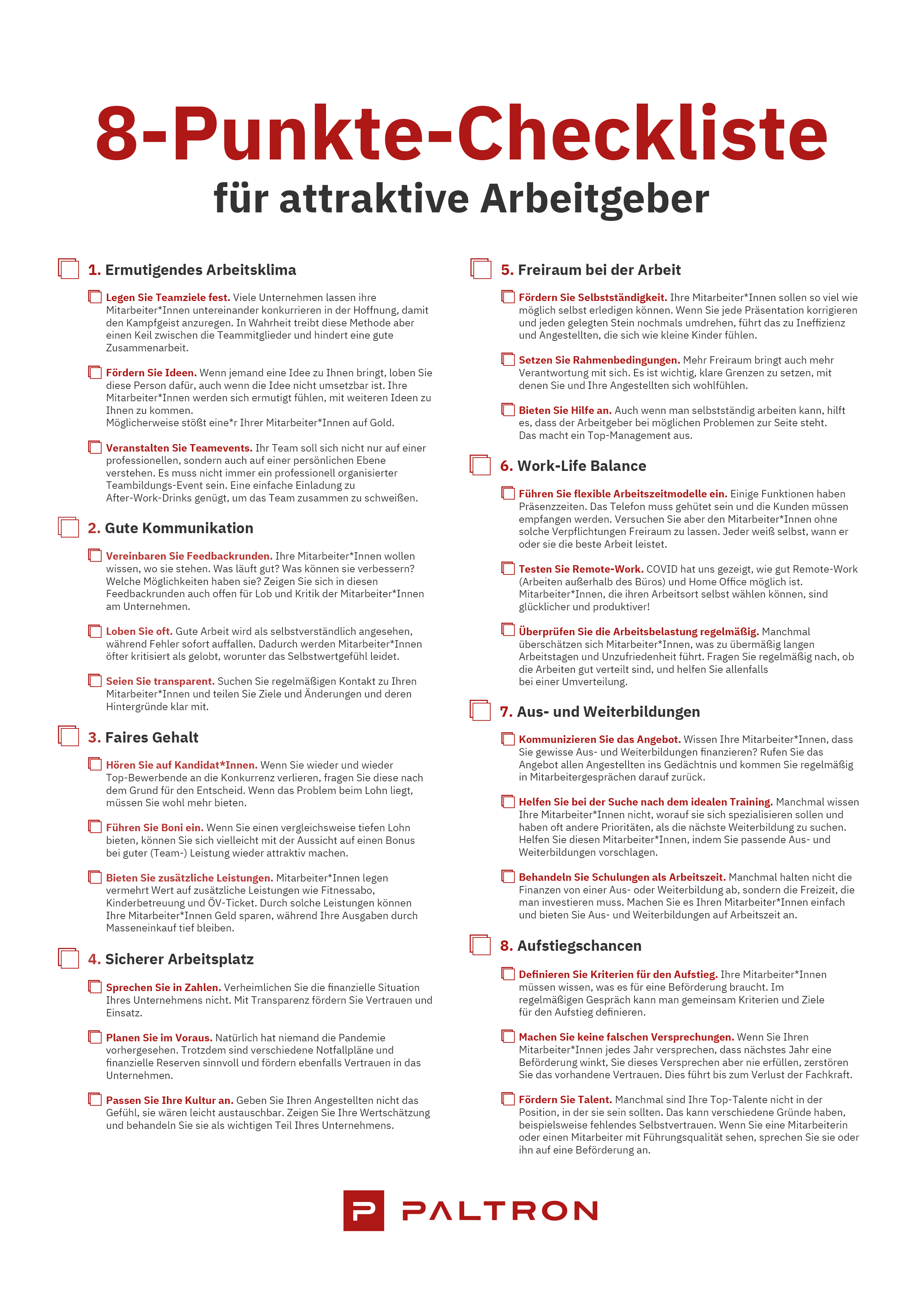 8-Punkte Checkliste für attraktive Arbeitgeber