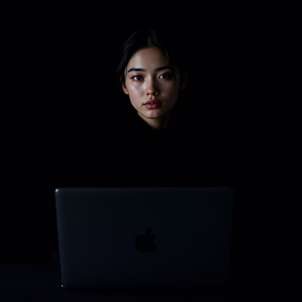 [headshot] image of satisfied student using a laptop