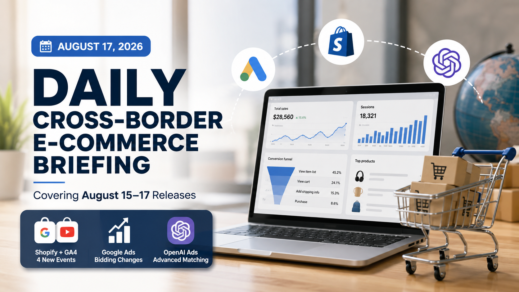 Cross-Border E-Commerce Briefing: Shopify GA4 Event Tracking, Google Ads Bidding Changes, and ChatGPT Pixel Updates