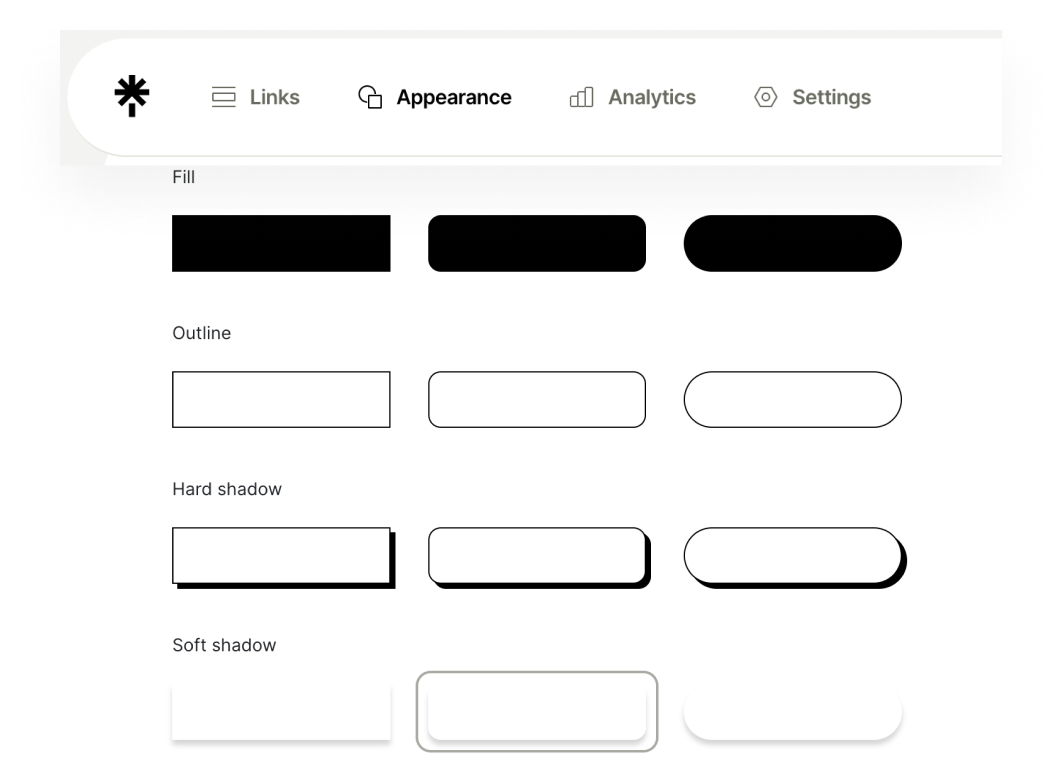 Linktree 的內建按鈕樣式算是非常豐富