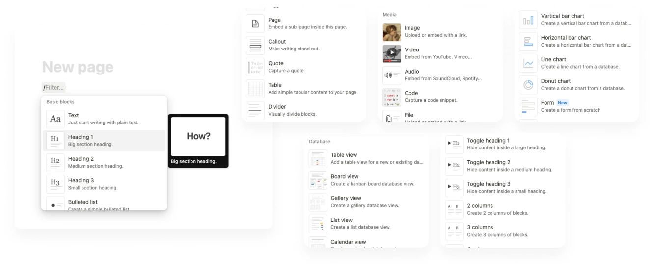 Notion 內容區塊種類