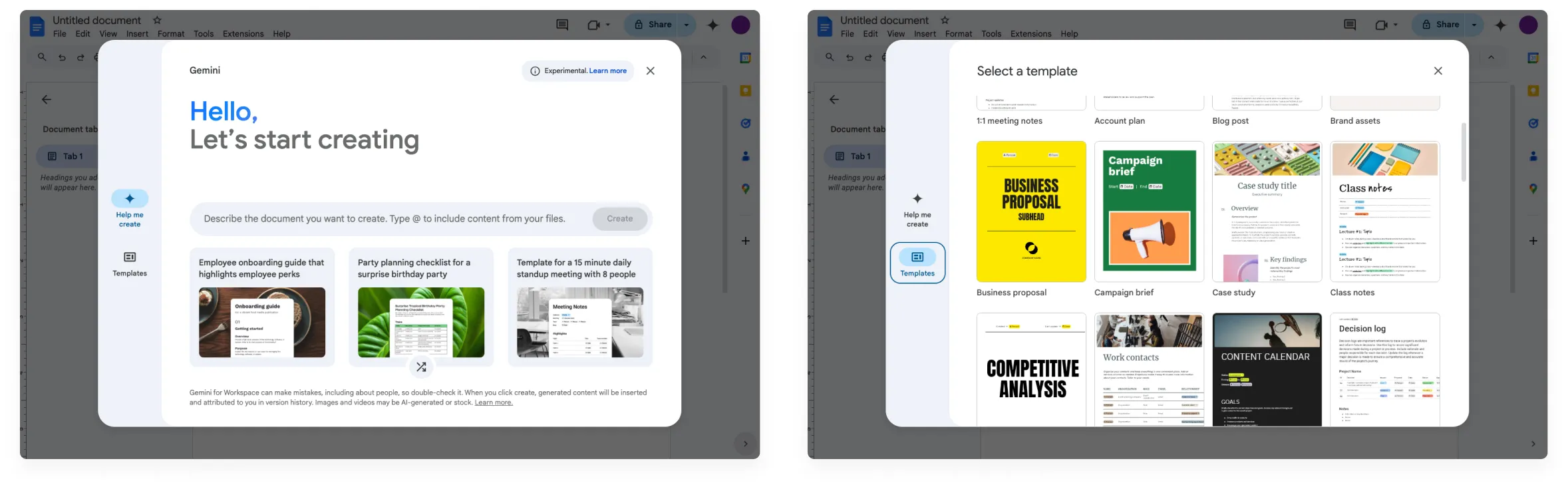 Google Docs 文件模板