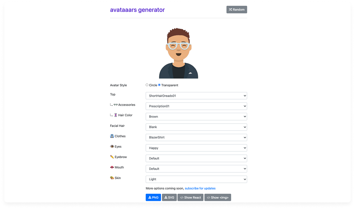 avataaars generator:基本款向量風頭像編輯器