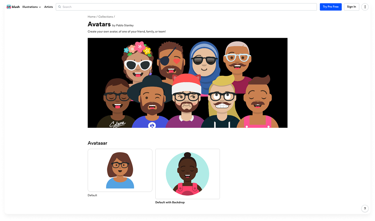 Blush ⎯ Avatars by Pablo Stanley:數位插畫風頭像編輯器