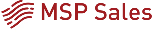 MSP Sales company logo with red geometric design and text.