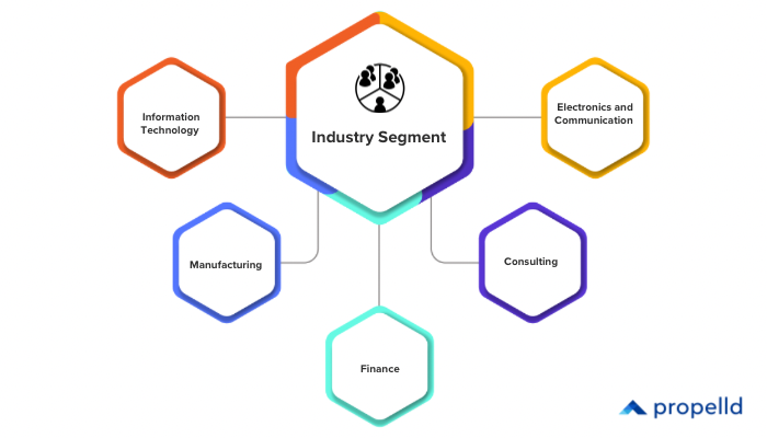Industry segment diagram showing connected business sectors and domains