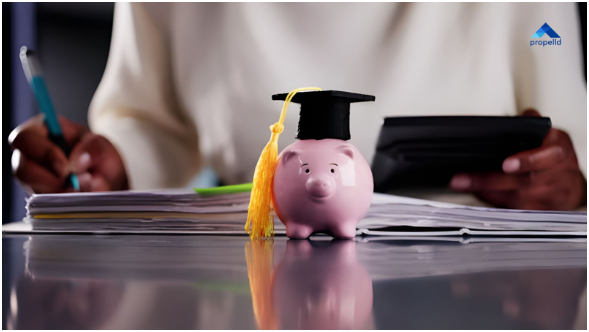 Piggy bank with graduation cap representing MBA savings versus loan decision