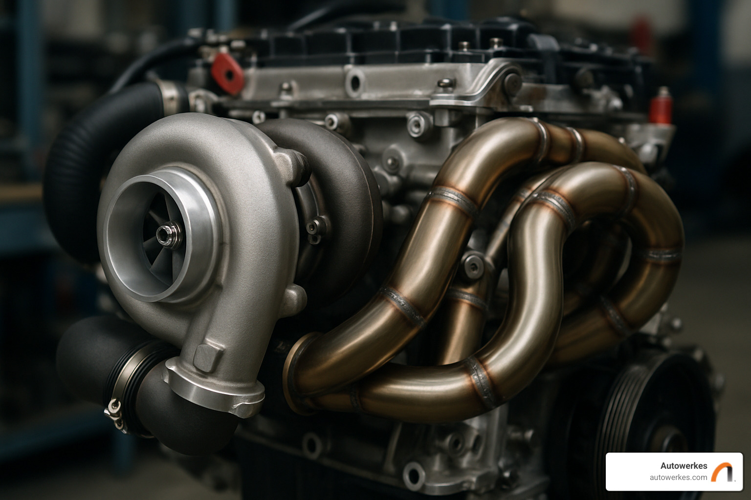 Performance hardware components including turbocharger and exhaust system - car engine performance tuning