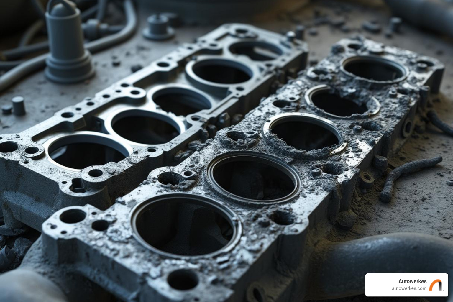 new head gasket next to a blown one - mini cooper head gasket