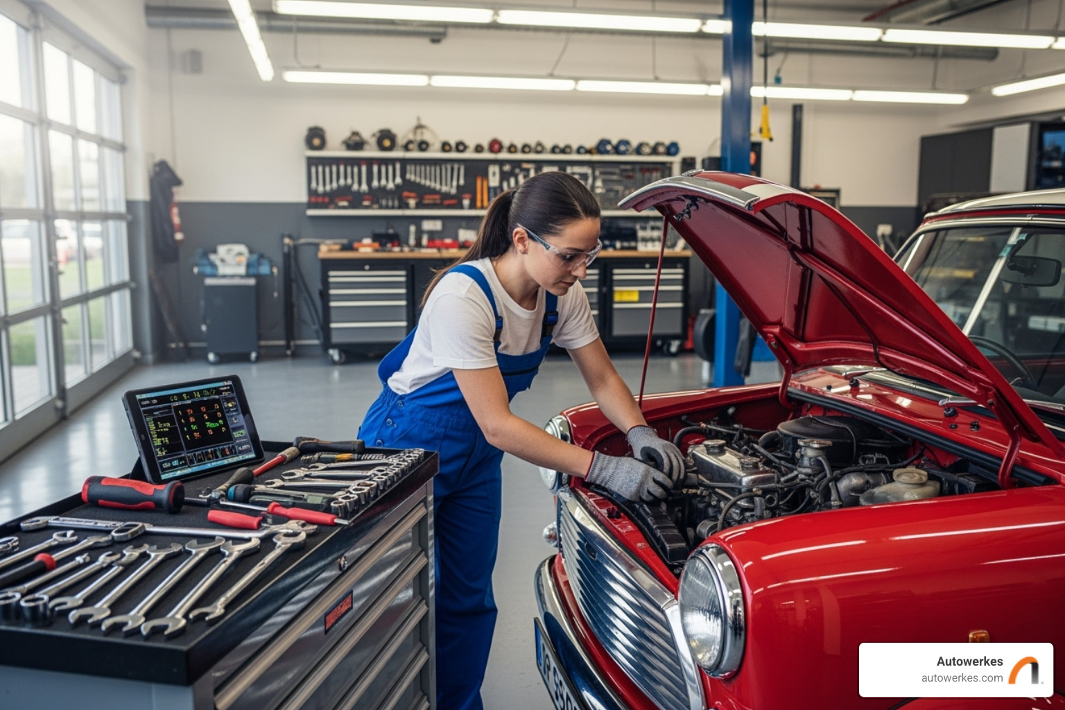 Autowerkes technician working on a Mini Cooper engine - mini cooper head gasket