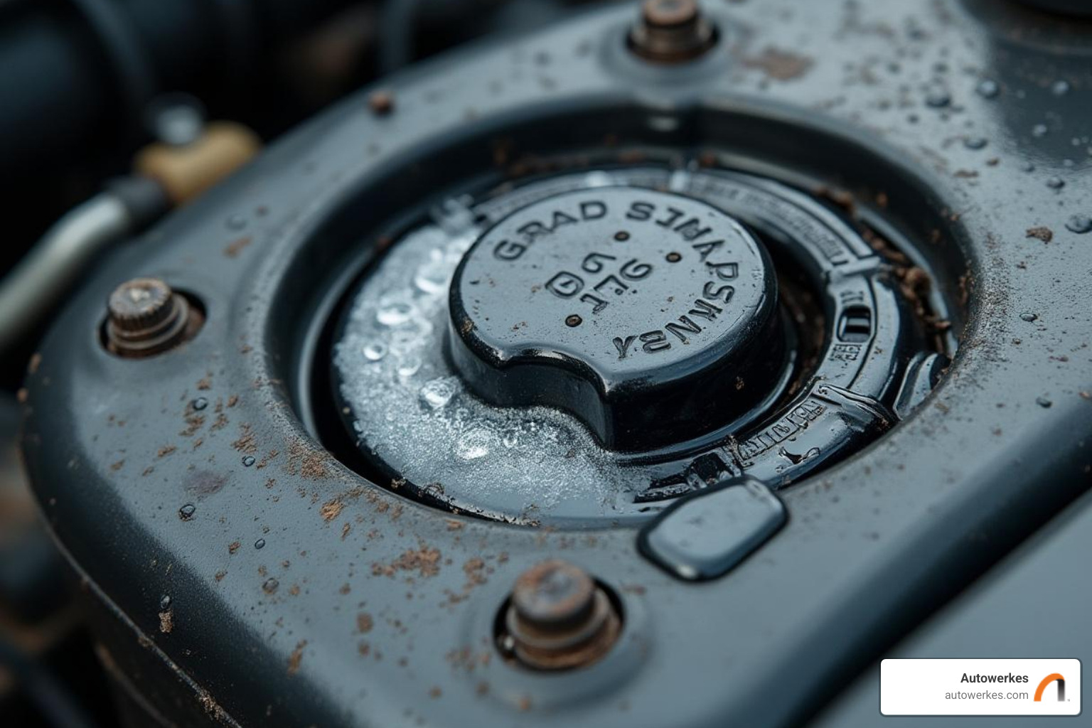 car's oil cap with milky, emulsified oil - mini cooper head gasket