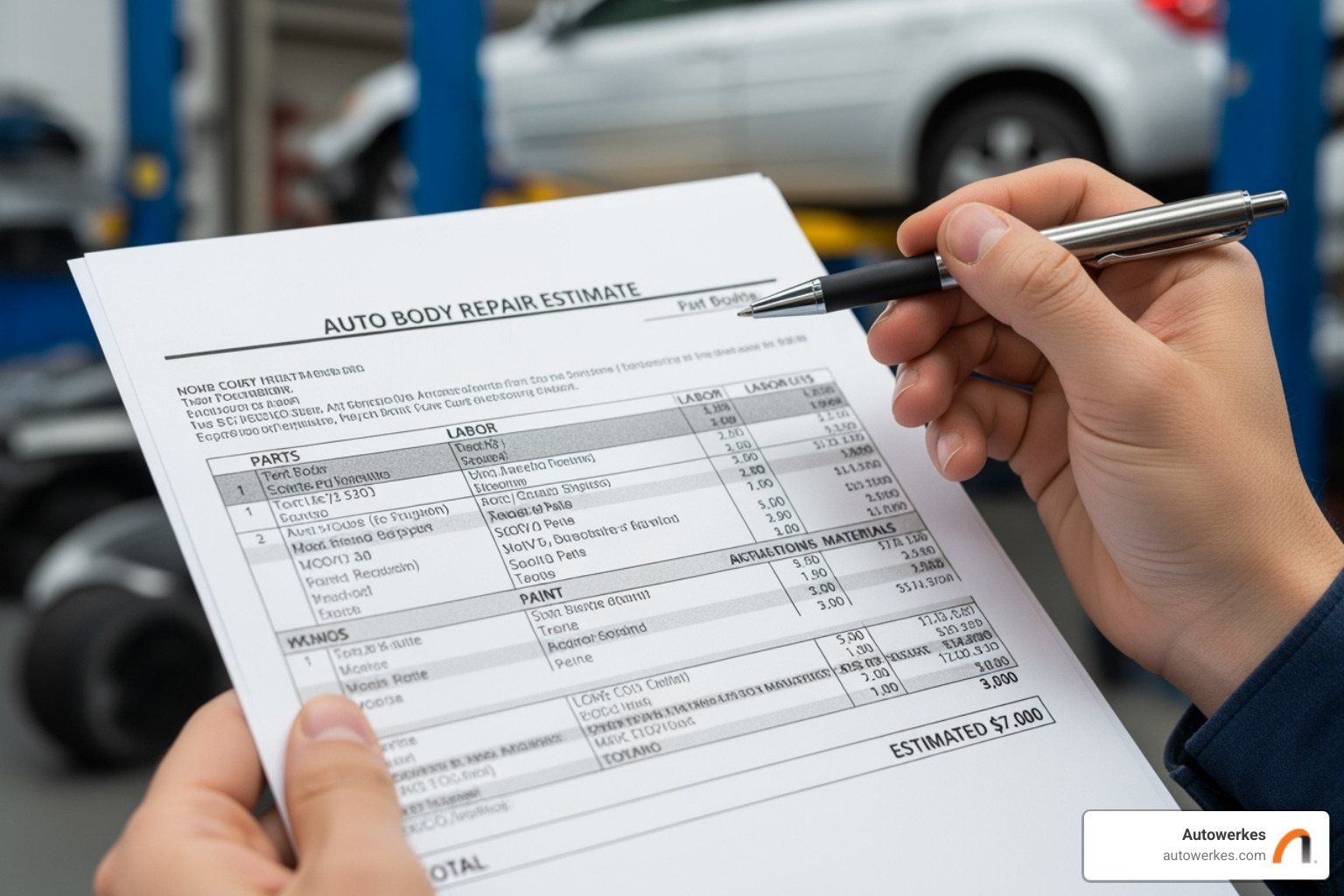 Detailed auto body repair estimate - mini cooper body repair