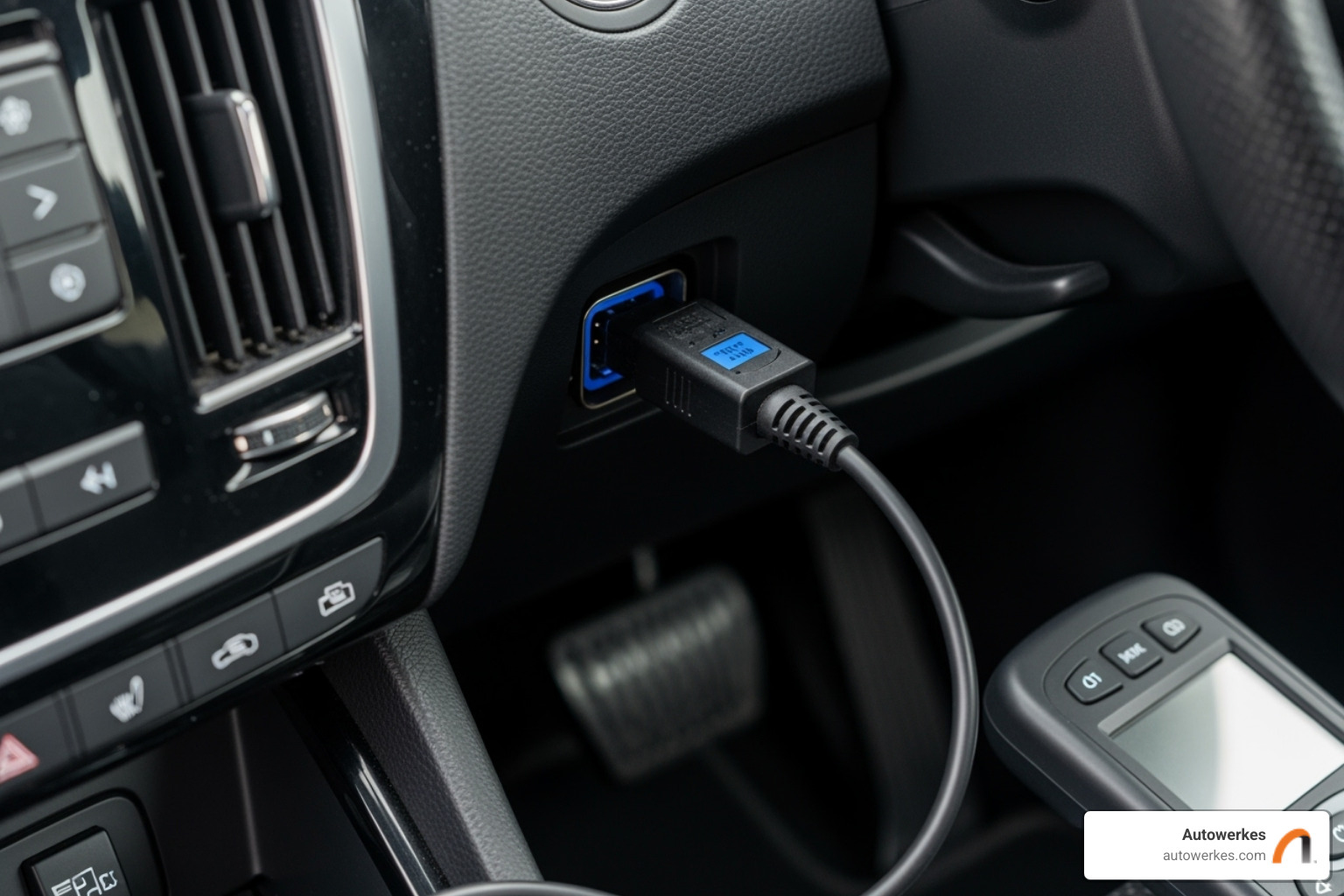 OBD-II scanner plugged into a car's port - how to reset mini cooper service light 2015