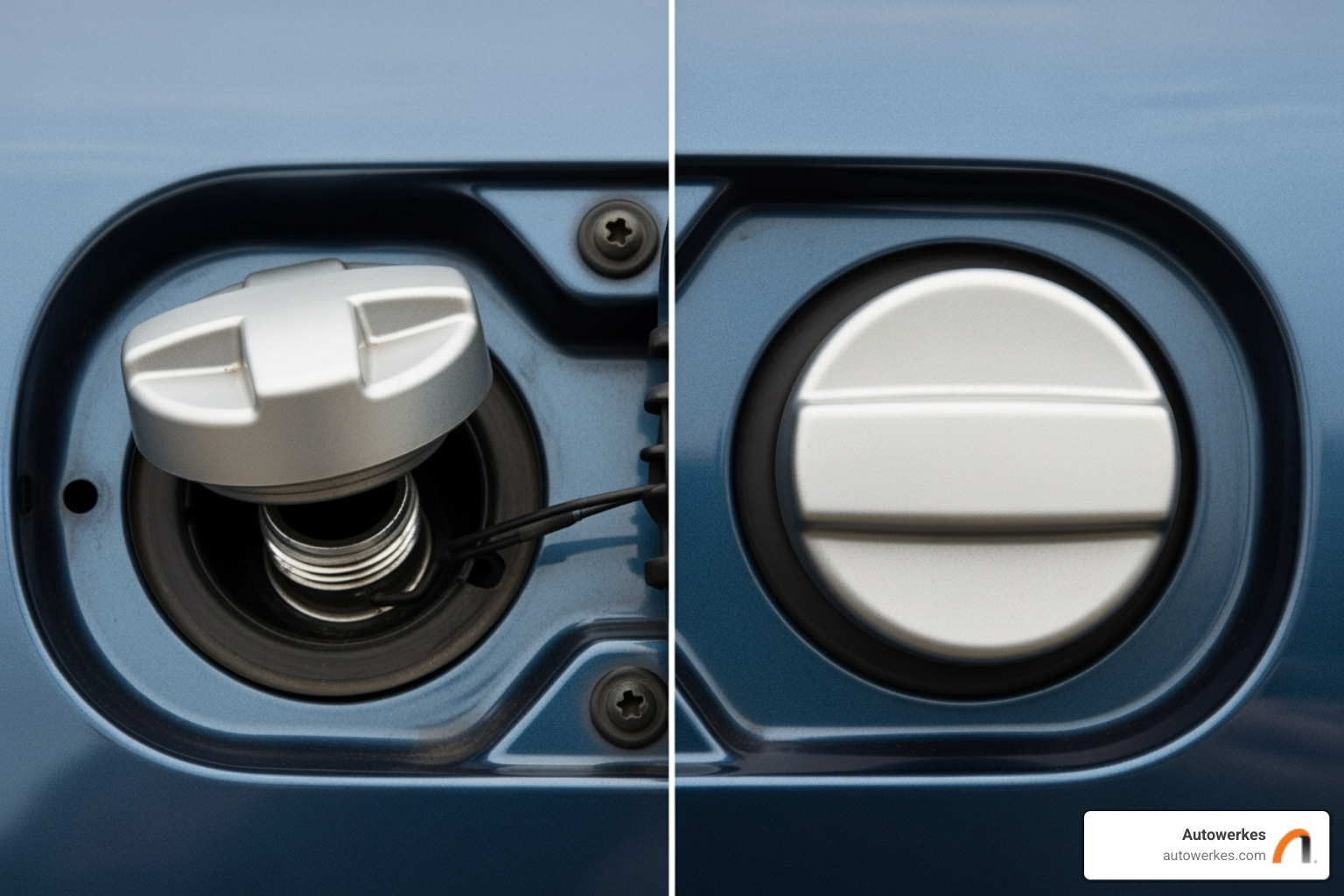 Image of a loose vs. tight gas cap - BMW check engine light