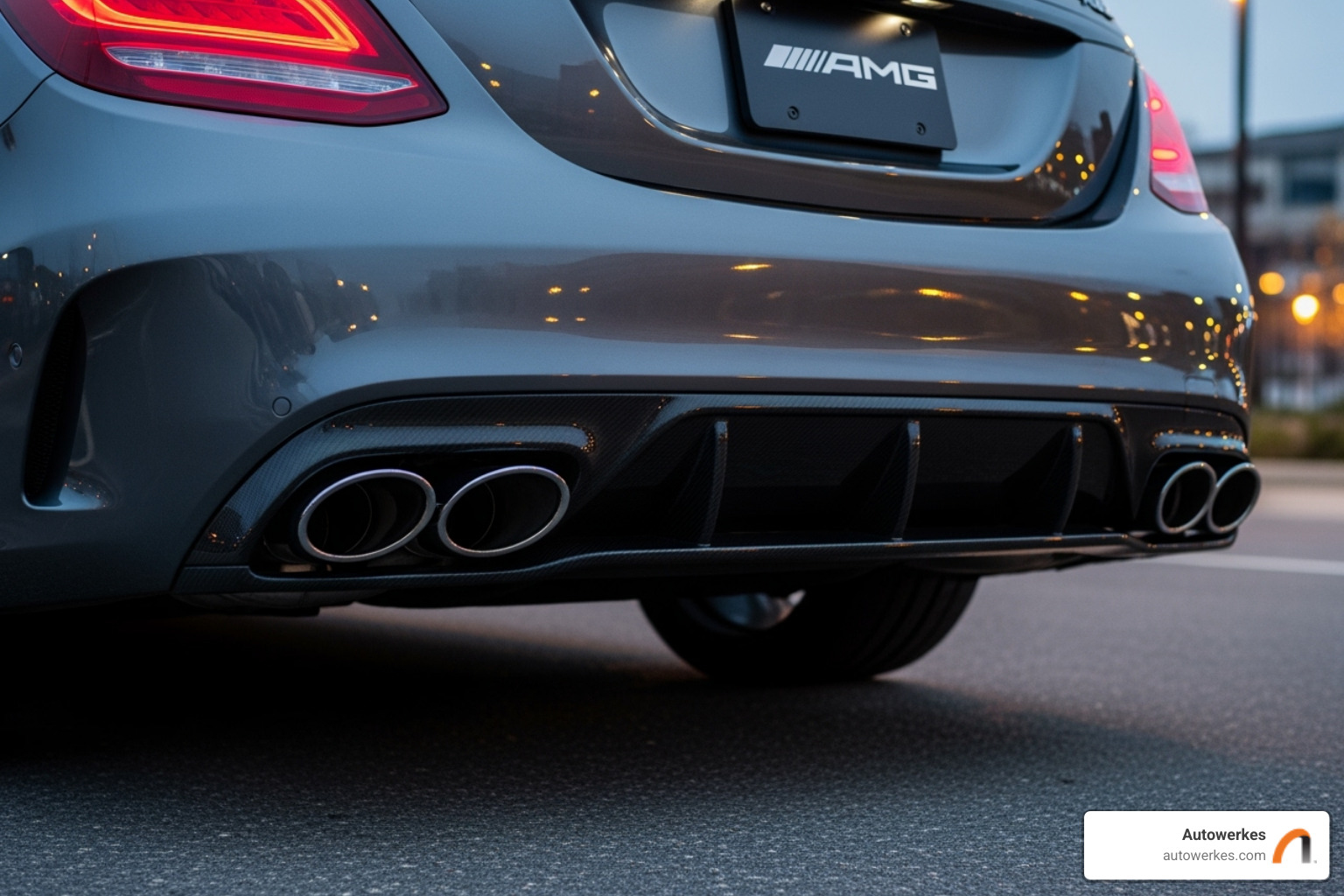 Performance exhaust system on a Mercedes-Benz - tuning a car engine