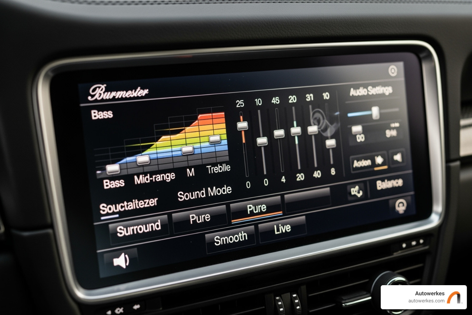 Porsche PCM screen showing audio settings for Burmester - porsche burmester vs bose Porsche PCM screen showing audio settings for Burmester - porsche burmester vs bose