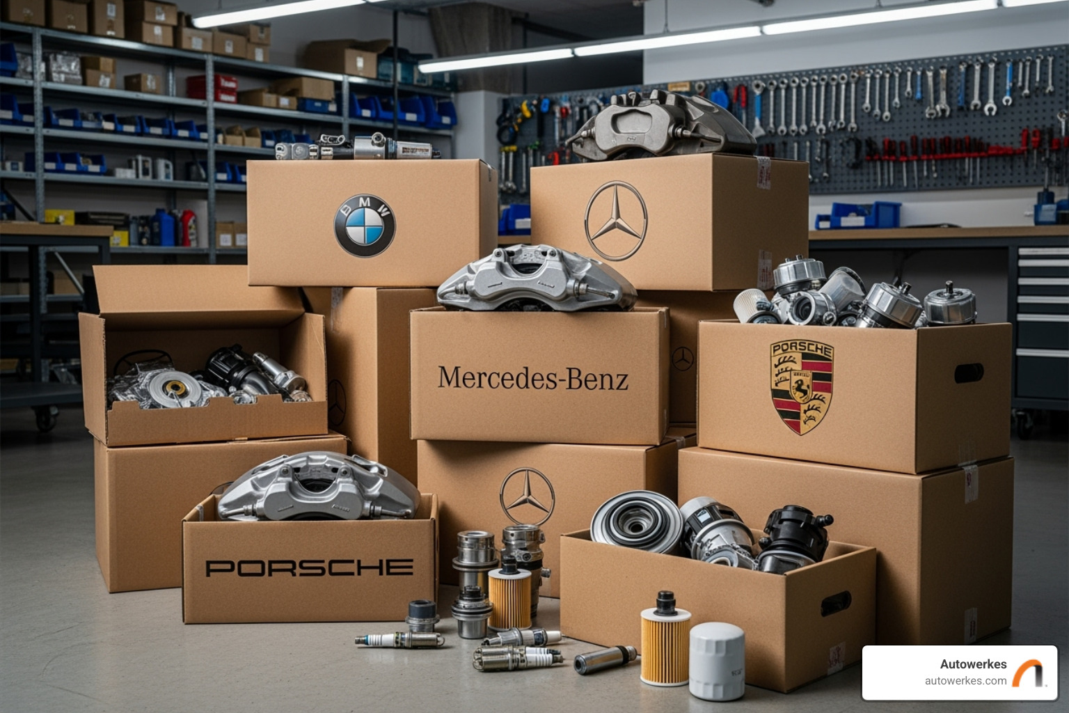 Boxes of OEM parts for BMW, Mercedes-Benz, and Porsche - european car specialist Boxes of OEM parts for BMW, Mercedes-Benz, and Porsche - european car specialist