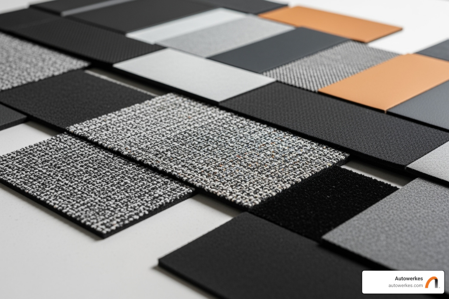 various upholstery material swatches available at Autowerkes - auto upholstery near me