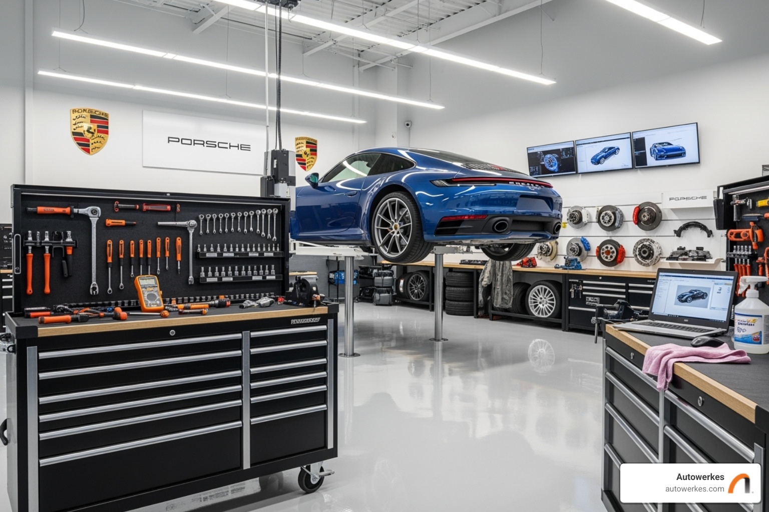 Autowerkes' clean and organized service area - porsche service san diego Autowerkes' clean and organized service area - porsche service san diego