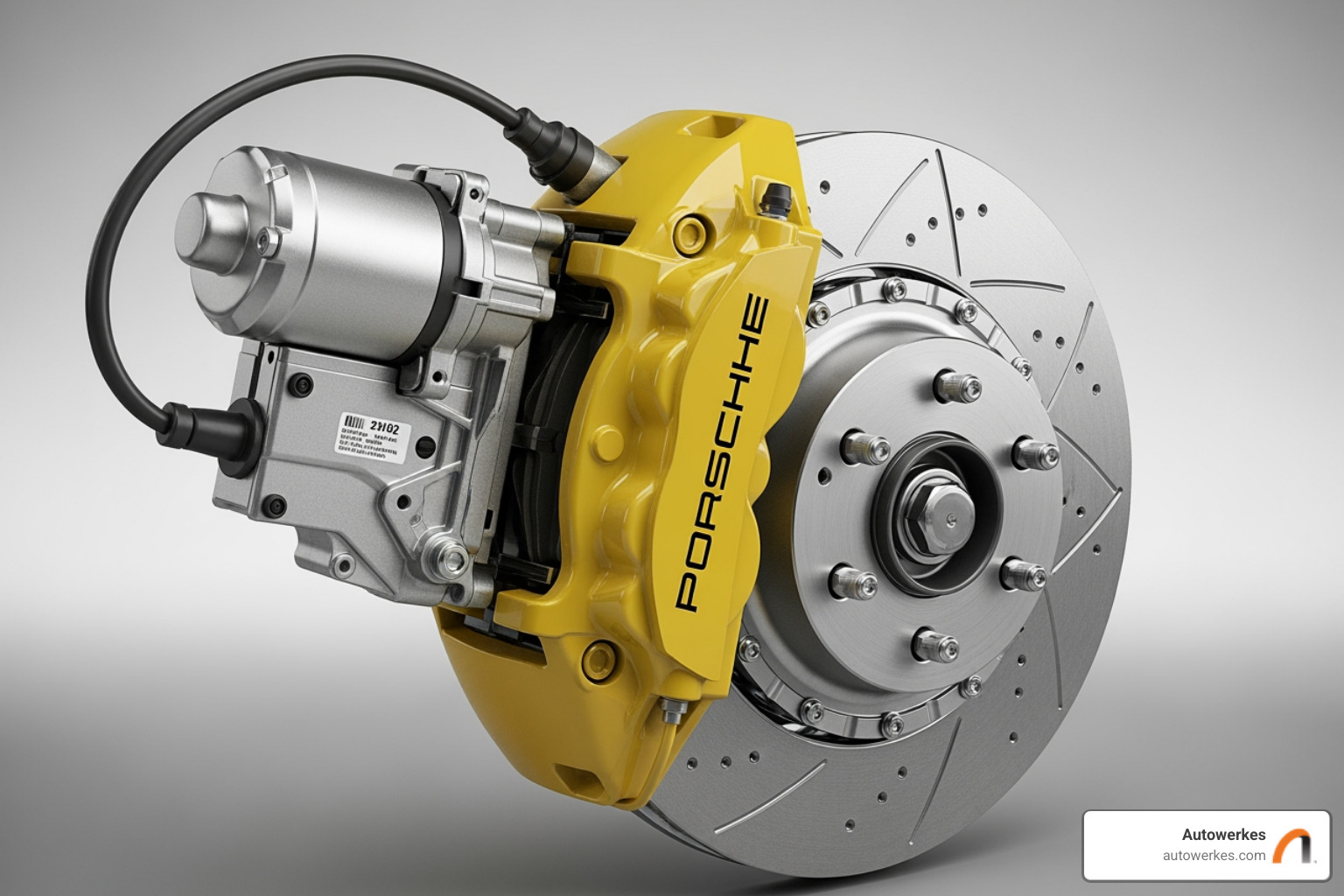 Porsche EPB actuator and caliper assembly - electric parking brake in service mode porsche