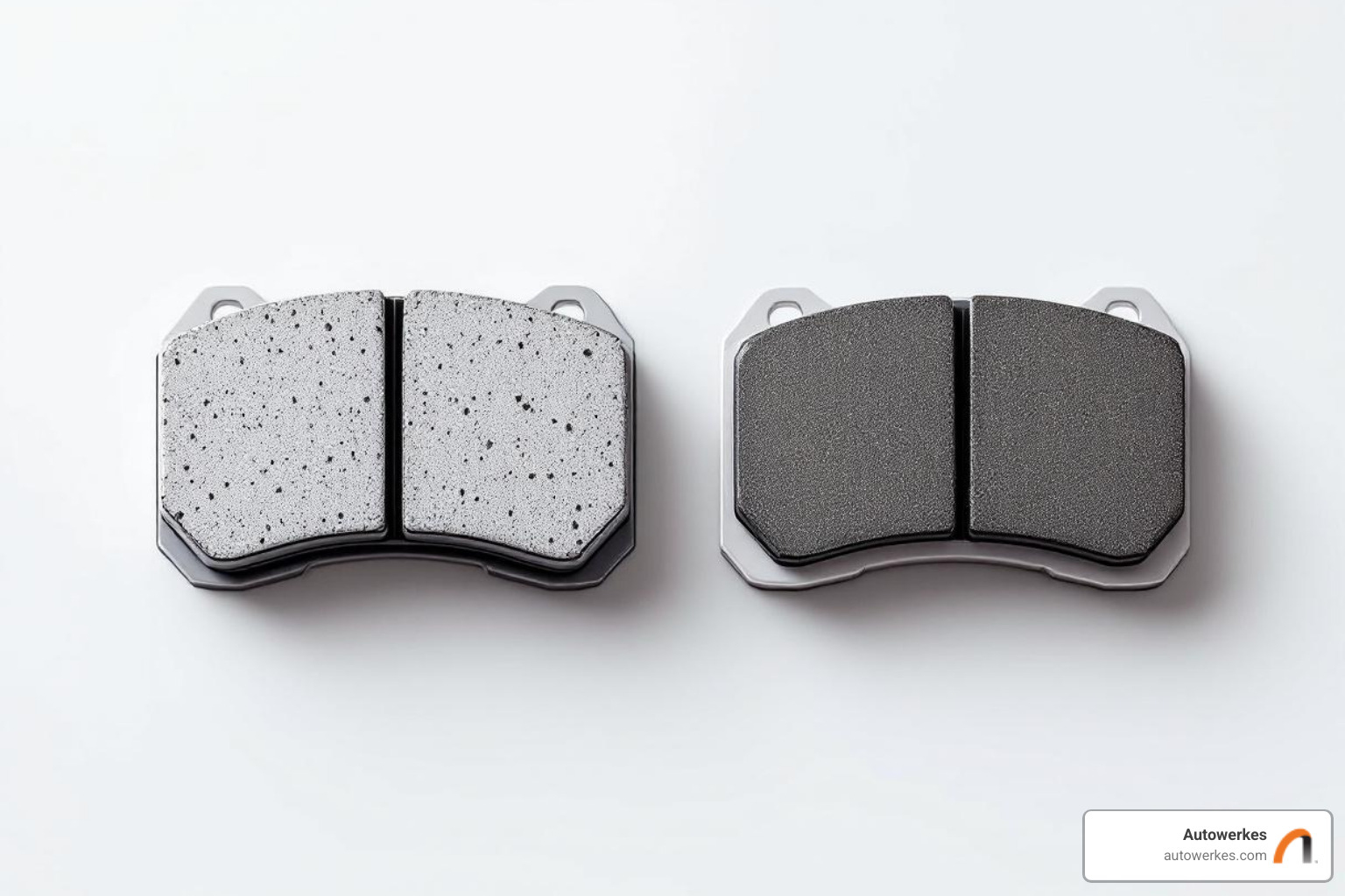 image of different types of brake pads (ceramic vs. semi-metallic) - brake disc replacement price