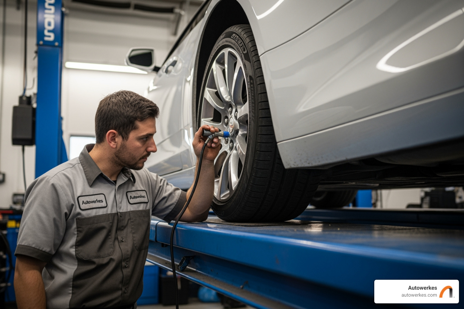technician at Autowerkes checking a Cadillac CTS transmission - cadillac cts transmission fluid