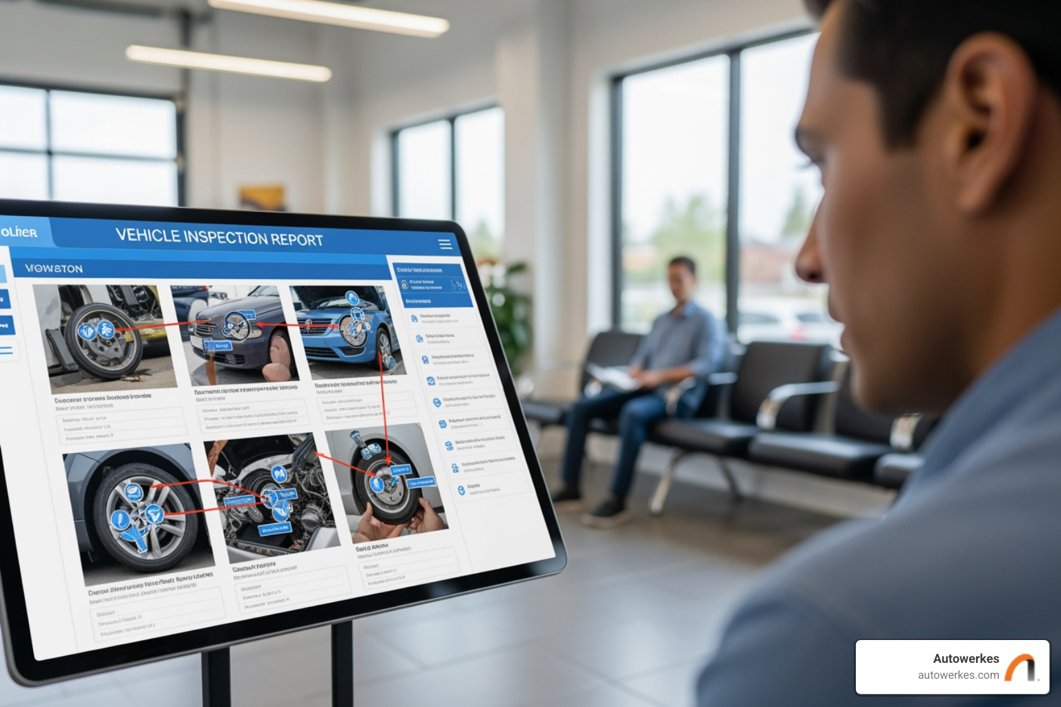 customer viewing digital vehicle inspection report - auto repair palos verdes