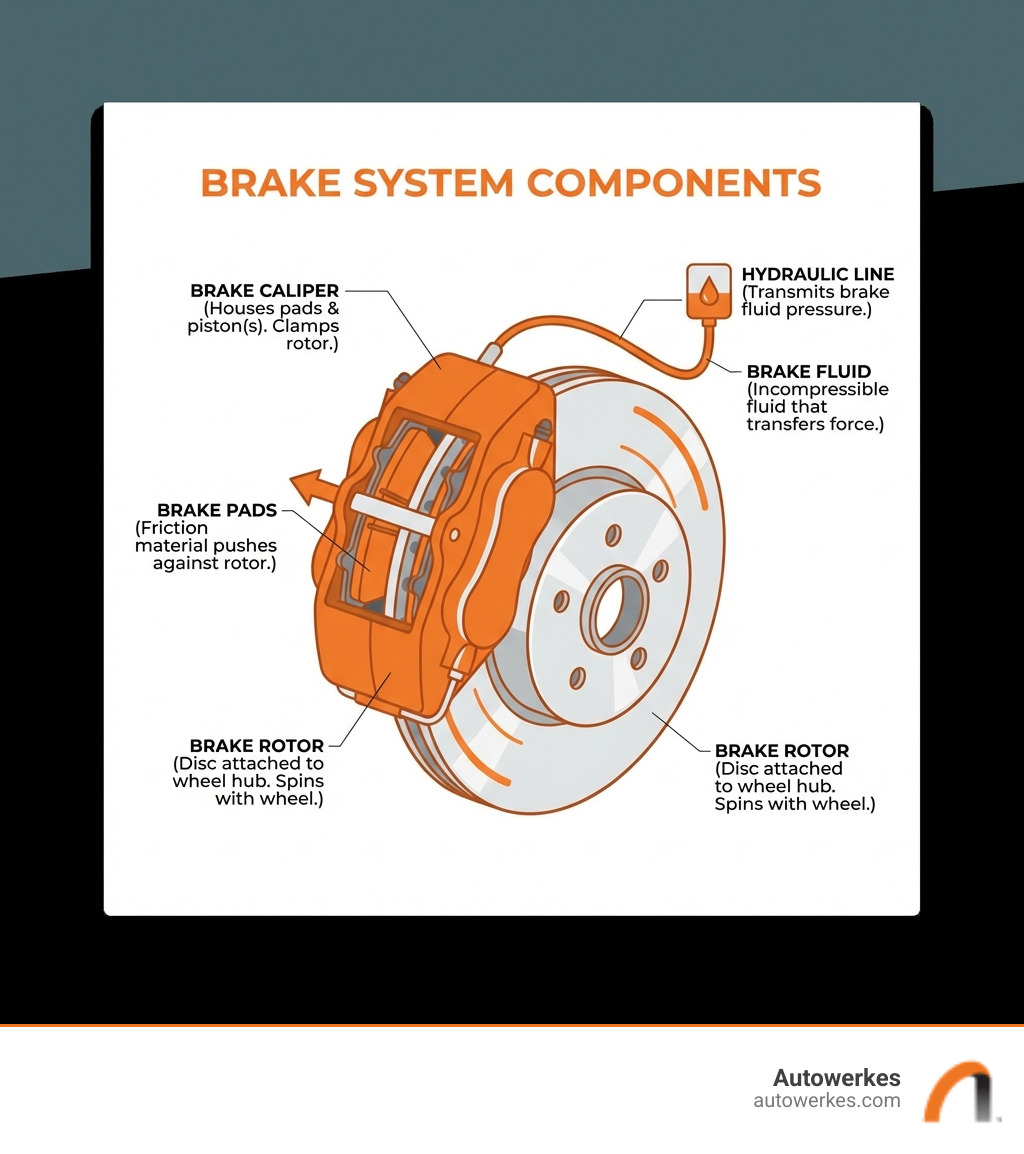 Infographic explaining brake system components - replace brake caliper cost infographic Infographic explaining brake system components - replace brake caliper cost infographic