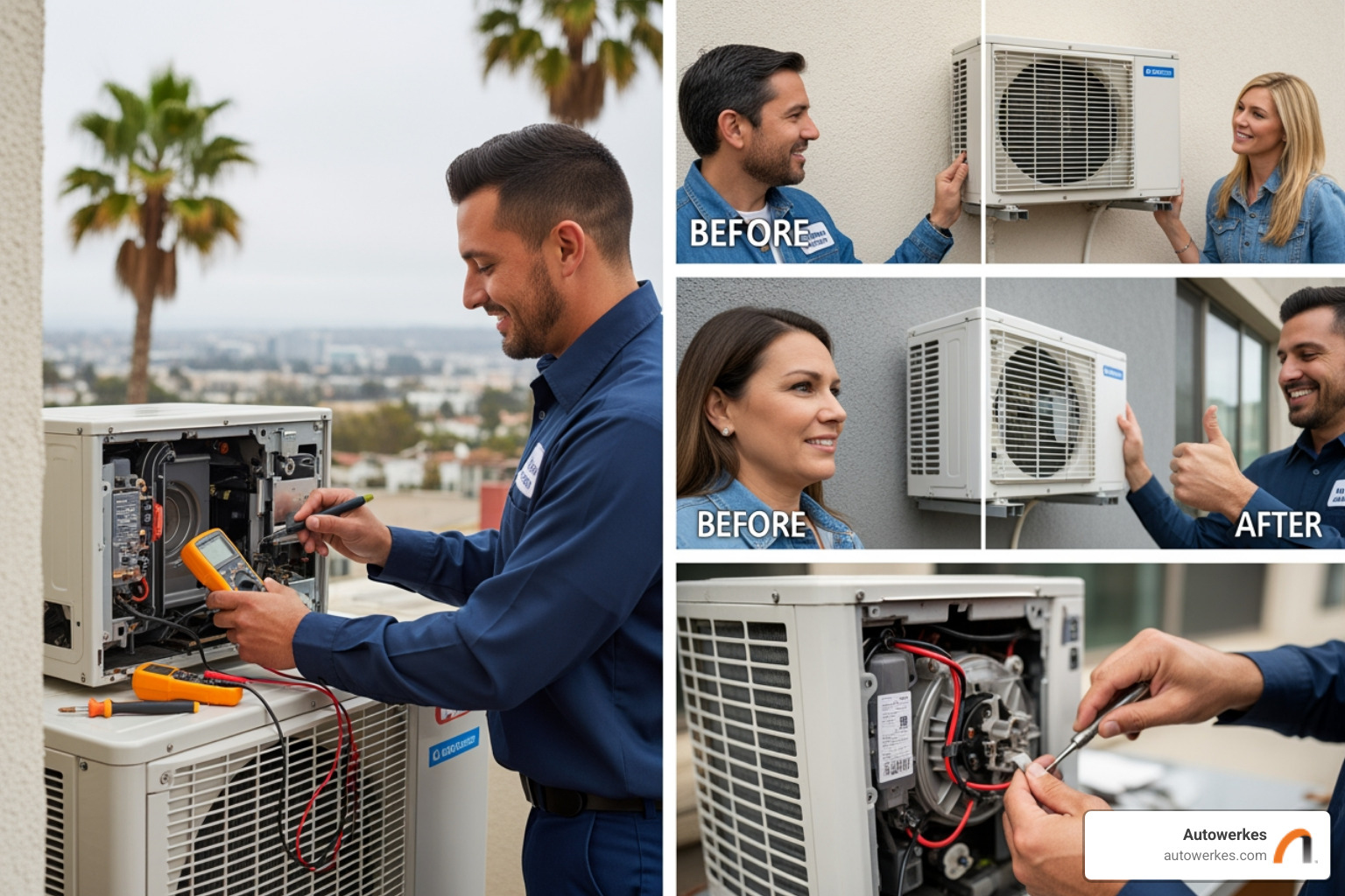 A certified technician using specialized diagnostic tools to inspect a Mini Cooper AC compressor and refrigerant lines - mini ac repair san diego A certified technician using specialized diagnostic tools to inspect a Mini Cooper AC compressor and refrigerant lines - mini ac repair san diego