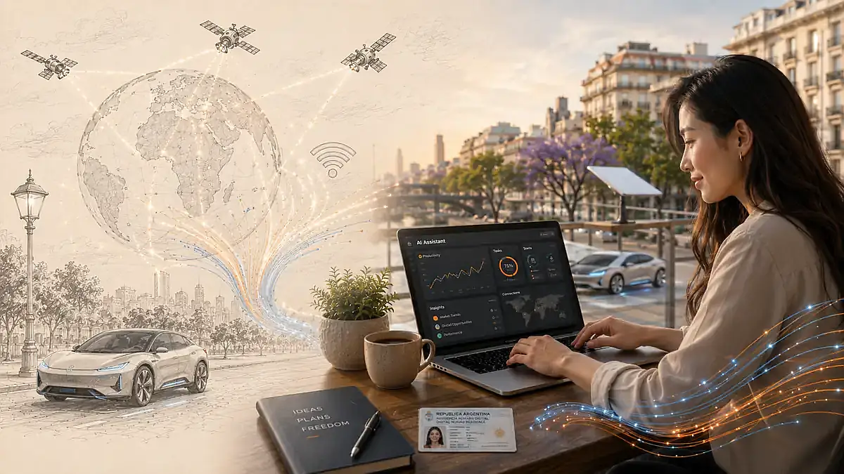 Argentina Digital Nomad Visa 2026: remote worker in Buenos Aires, representing the 360-day work-from-Argentina visa for foreign earners.