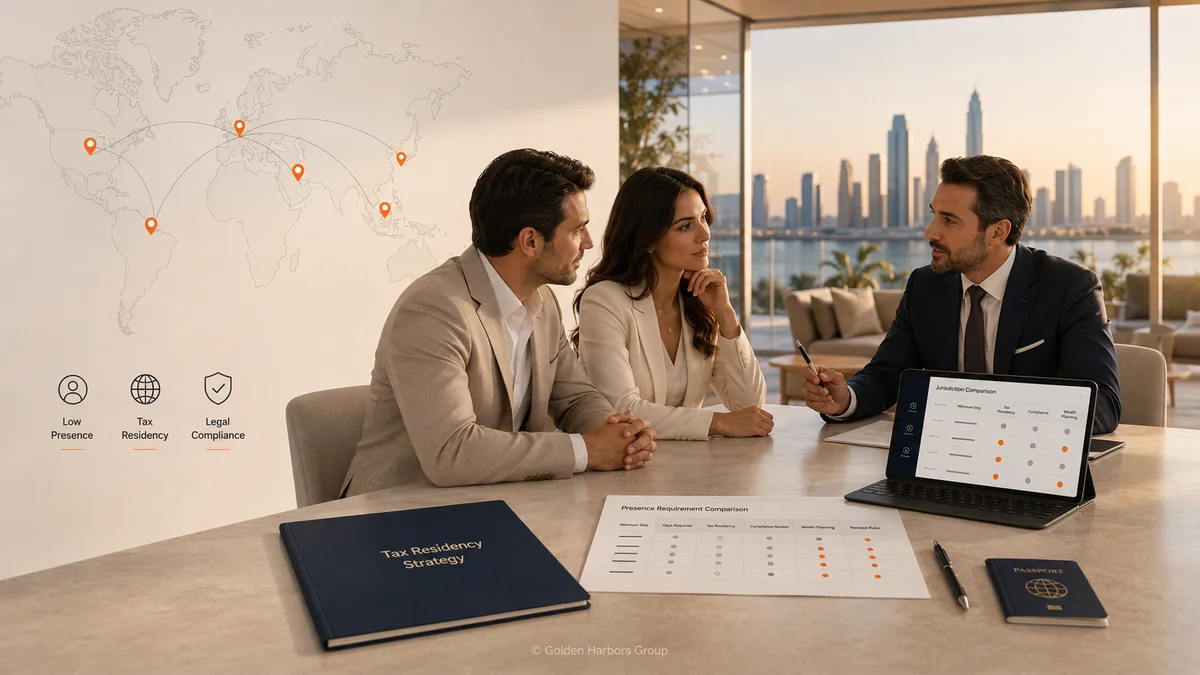 Lowest-presence tax residency 2026: Paraguay, Cyprus, Georgia, and the UAE compared by minimum days.