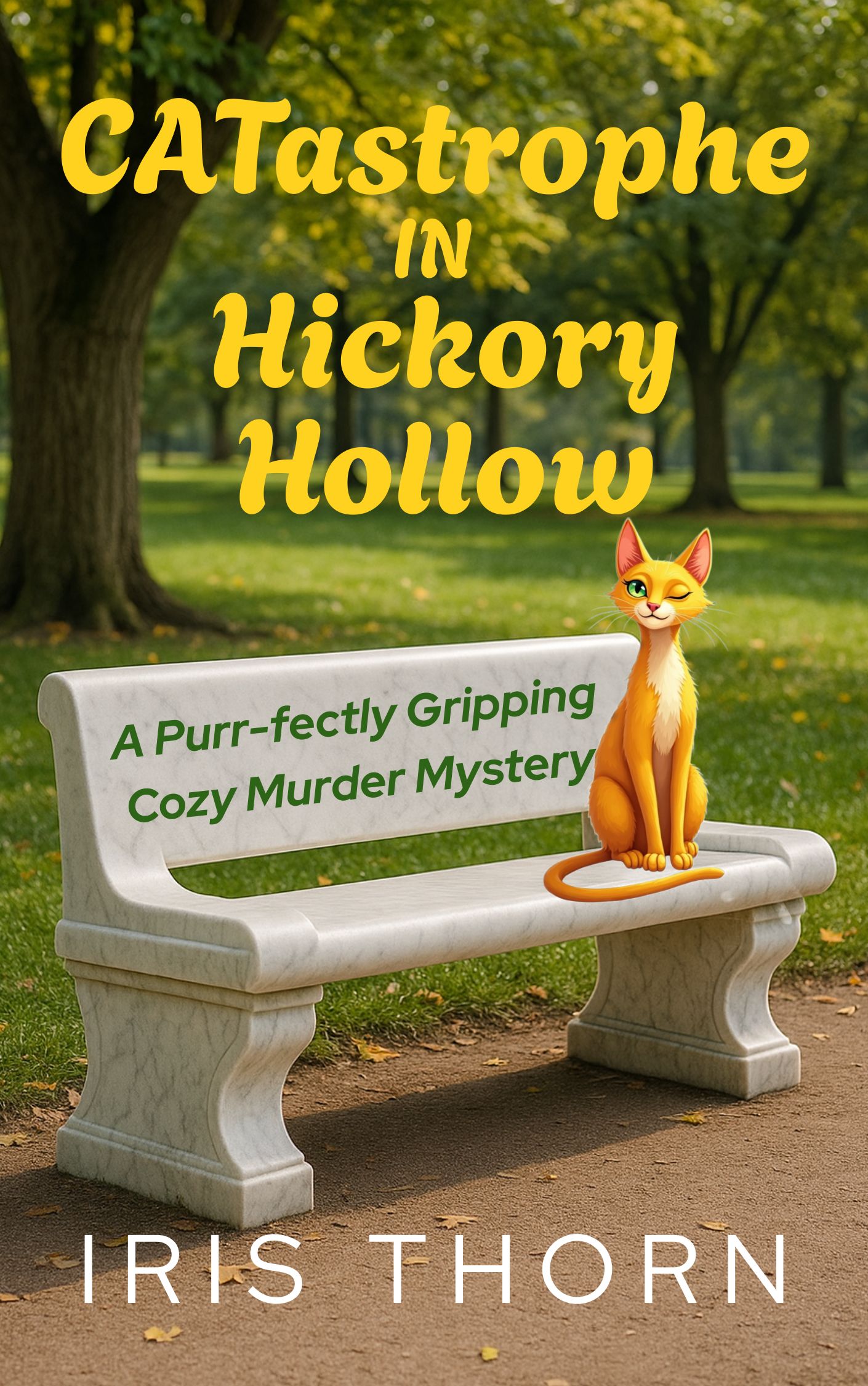 "A Street-Wise Cat, a Small-Town Murder, and One Nosy Amateur Sleuth
En route to a new life, Brittney Brewster wanted coffee and an open highway.
Instead, her car dies in Hickory Hollow.
Then, a body turns up in the park.
Everyone has a reason to want Trevor dead.
The sheriff isn’t asking enough questions.
But Brittney is—too many, according to the anonymous threats.
At her side is a one-eyed stray cat with perfect timing and no boundaries.
Together, they gather clues, endure side-eyes, 
and try to stay off Sheriff Riggs’s radar.
The “Social Club Ladies” seem so sweet…
But Doreen, Mimi, and Lila each harbor secrets tied to Trevor.
Nancy warns, “People come and go here, especially when they want to
take care of business…out of sight.”
And lurking in the background is creepy Hank Drummond.
Always watching. Always nearby.
Can Brittney unravel Hickory Hollow’s grudges before the killer strikes again—
or will her fresh start be cut short… purr-manently?
"