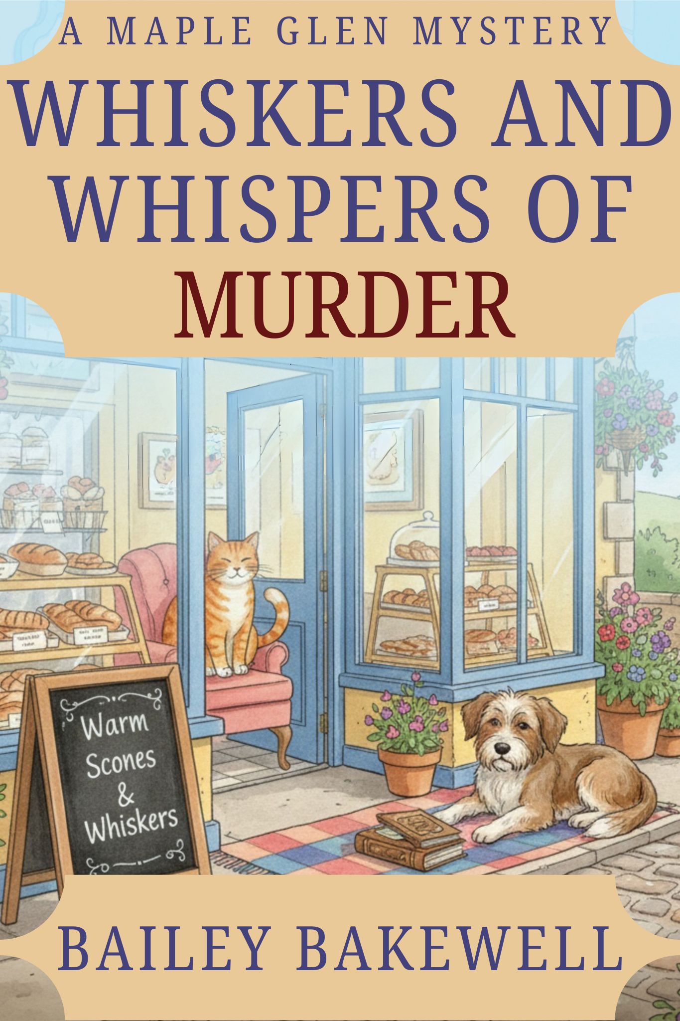 "A fresh start, a missing neighbor, and a dash of gluten-free danger in Maple Glen!
Mo Daley moves to Maple Glen with her cat Sprinkles and dreams of opening a gluten-free café after the death of her husband. She’s looking for a fresh start but instead gets chaos. Mo learns the unsettling news that a local woman has vanished without a trace.
With the help of June the chatty librarian and Biscuit the town stray who refuses to leave her side, soon Mo lands knee-deep in small-town secrets, nosy knitters, and suspects galore.
Did Lila leave town without telling anyone or did someone murder her. From Edith a flustered postmistress with trembling hands to Sheriff Dawson who insists she just left town and doesn't like Mo and June asking questions, anyone in town could be a suspect.
Maple Glen’s quirks turn perilous as the truth begins to crumble. With threats and broken windows Mo needs to unmask a desperate culprit before her grand opening, or her sweet new beginning might end up half-baked—and fatally frosted."