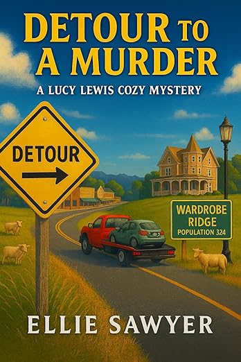 "A detour, a murder and one nosy newcomer…
All Lucy Lewis wanted was to start over. But her radiator forced a detour to Wardrobe Ridge–population 324, not counting goats. Now she’s stuck in a town where nothing is what it seems—and someone is willing to kill to keep it that way.
When a reclusive artist turns up dead, Lucy stumbles upon a strange painting that may hold the key to a decades-old land fraud—and a modern-day motive for murder.
With the town's quirky residents keeping secrets and the sheriff more interested in napping than investigating, Lucy’s instincts kick in."