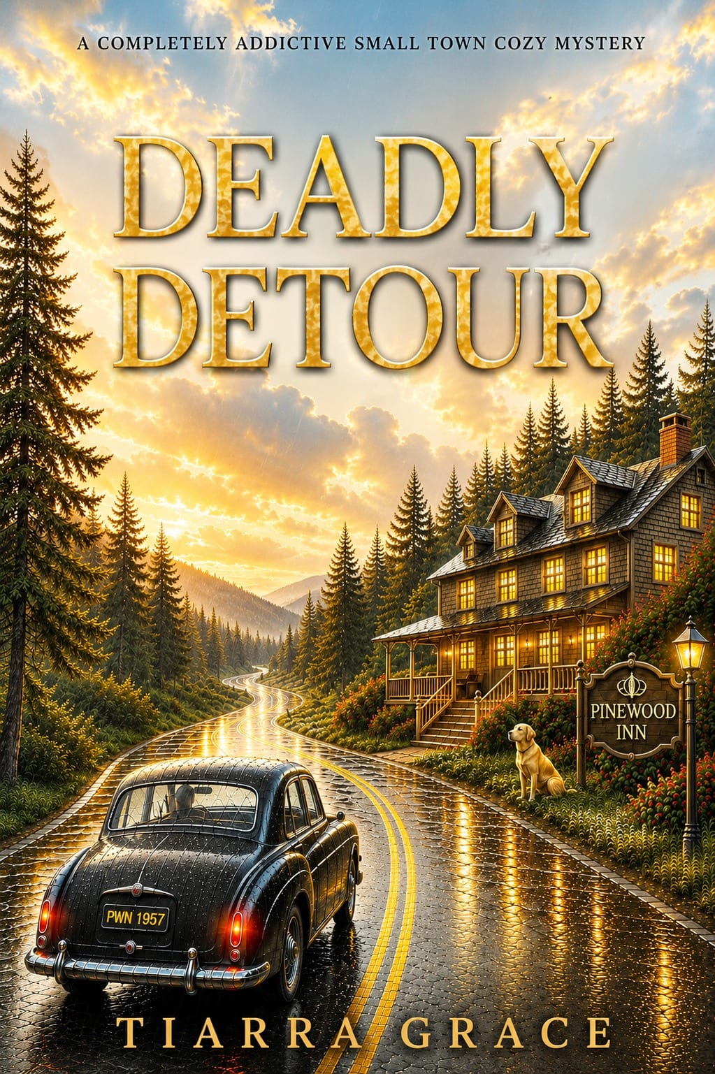 "A storm-flooded backroad. A dead man's secret. And one very good dog who won't let a killer walk away.
Pastry chef Lila Bennett is running from a messy divorce when her car dies outside the run-down Pinewood Inn. Grudging innkeeper Roz Petrie gives her the last room just as the storm seals every road out of town.
Then a soaked, shivering golden retriever slips in from the rain, and Lila can't help but take her in. By morning, she has a new companion with an uncanny nose for trouble, and a body to explain.
Loudmouth developer Gerald Voss made enemies fast: a clerk he humiliated in front of everyone, an innkeeper who wanted him gone. Either one had reason enough. But as Lila starts asking quiet questions, suspicion swings her way too, and a killer who's already struck once won't hesitate to strike again.
With the water rising and no way to call for help, Lila has one weekend to catch a killer before he silences her for good.
"