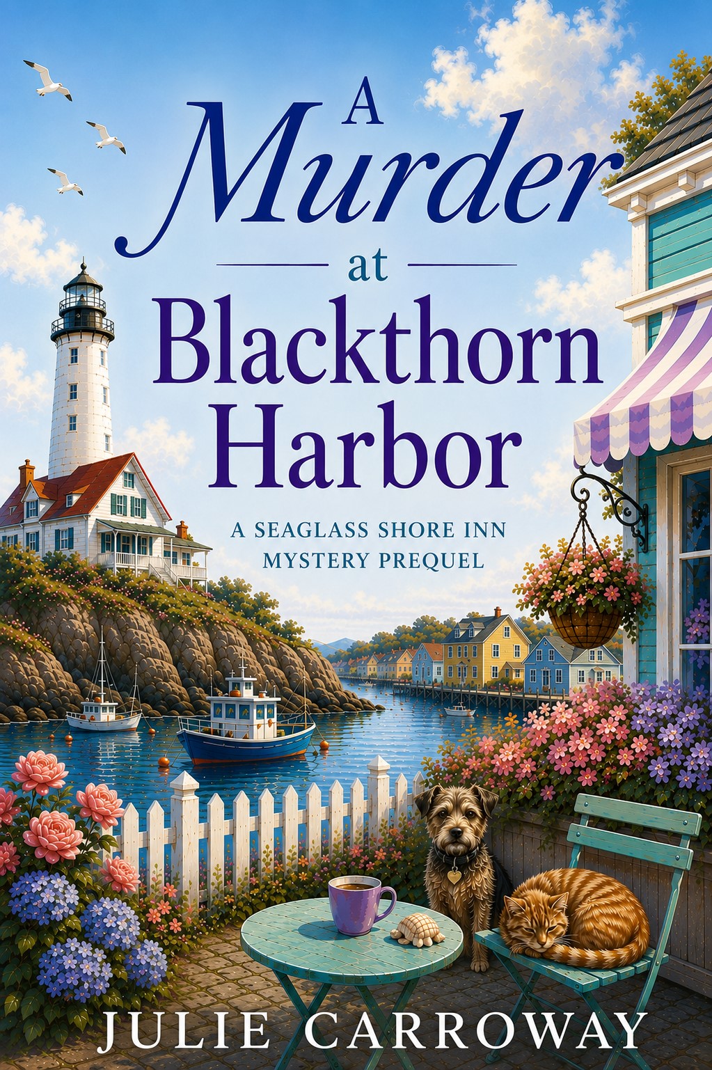 A storm strands widowed travel writer Clara Whitmore in the quiet harbor town of Blackthorn Harbor, where rescuing a scruffy terrier is only the beginning of her troubles. When she discovers a murdered antique dealer, a missing map, whispered legends, and dangerous secrets pull her into a mystery someone will kill to protect. With danger closing in and Watson at her side, Clara must uncover the truth before she becomes the next victim. Perfect for readers who love cozy coastal mysteries, loyal pets, hidden treasures, and unforgettable small-town secrets.